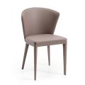 Living Room Chair in Dormouse Eco-Leather and Steel Made in Italy - Cerbiatto