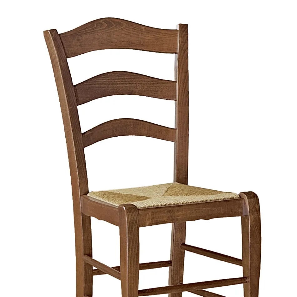 Beech Living Room Chair with Straw Seat Made in Italy - Tamara Viadurini