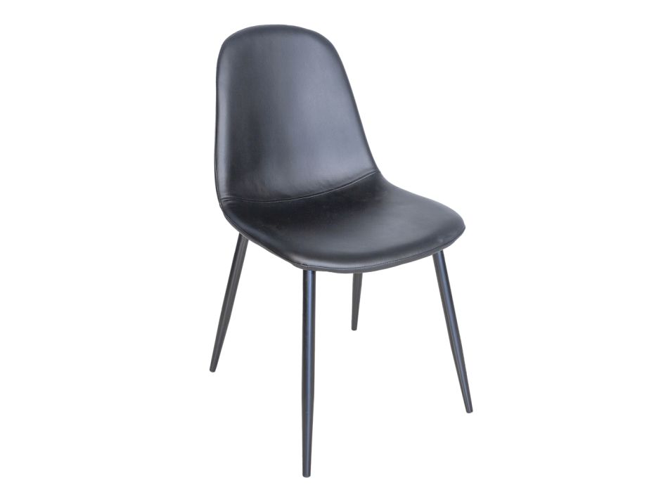 Living Room Chair in Metal and Seat in Faux Leather Made in Italy - Minou Viadurini