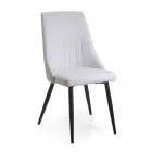 Living Room Chair in Metal and Eco-Leather of Different Finishes - Onde Viadurini