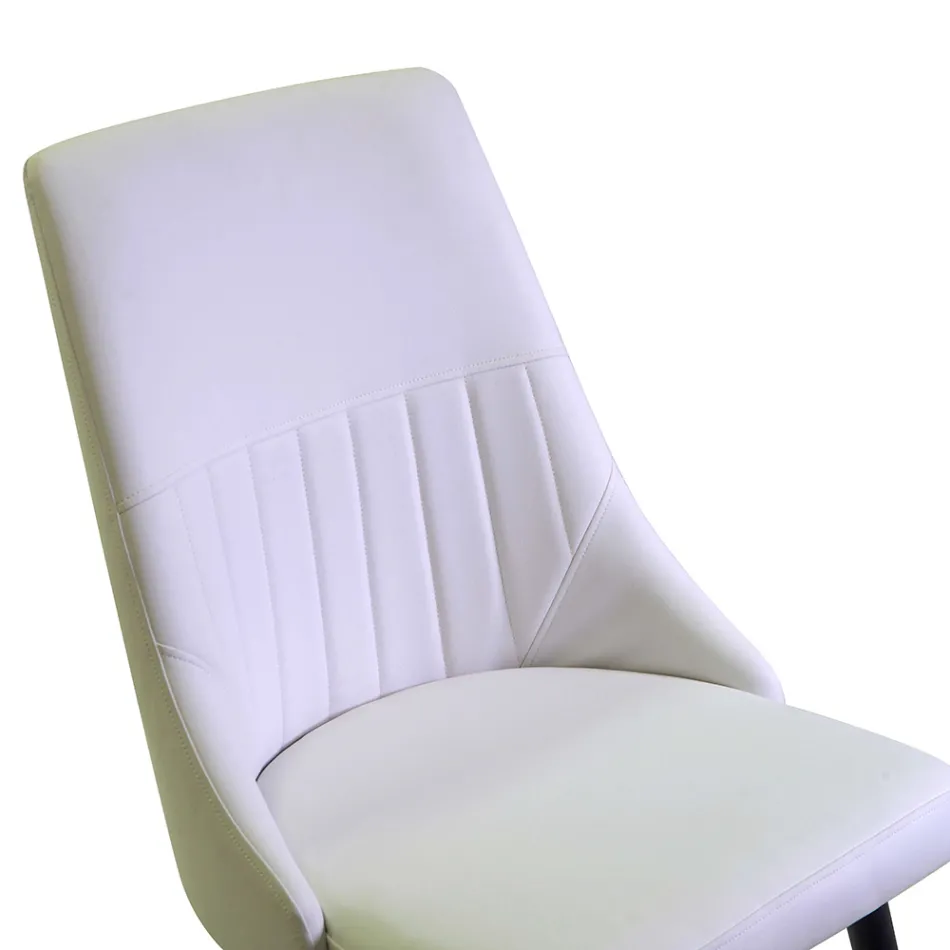 Living Room Chair in Metal and Eco-Leather of Different Finishes - Onde Viadurini