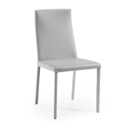 Living Room Chair in Pearl Color Leather Made in Italy - Garden Viadurini