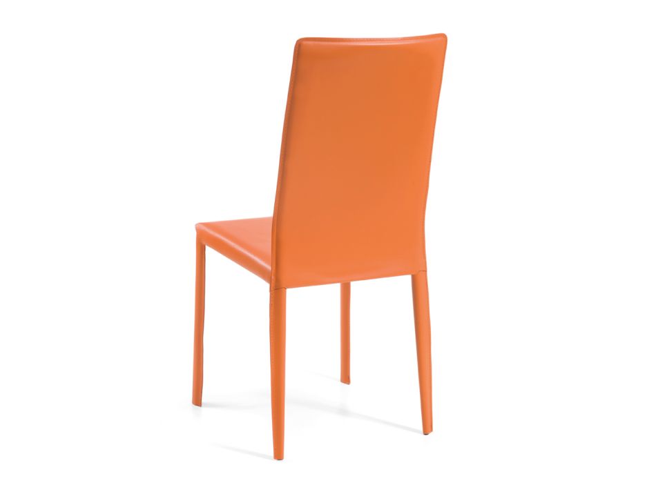 Living Room Chair in Orange Regenerated Leather Made in Italy - Ride Viadurini
