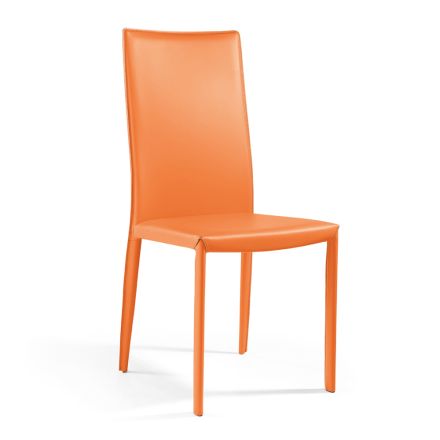 Living Room Chair in Orange Regenerated Leather Made in Italy - Ride Viadurini
