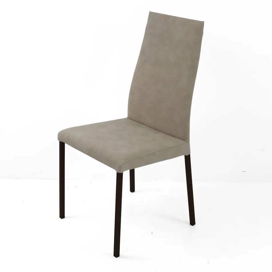 Faux Leather Living Room Chair with Lacquered Legs Made in Italy - Roslin Viadurini