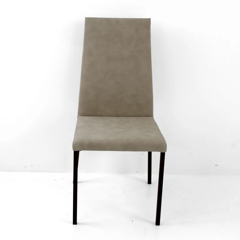 Faux Leather Living Room Chair with Lacquered Legs Made in Italy - Roslin Viadurini