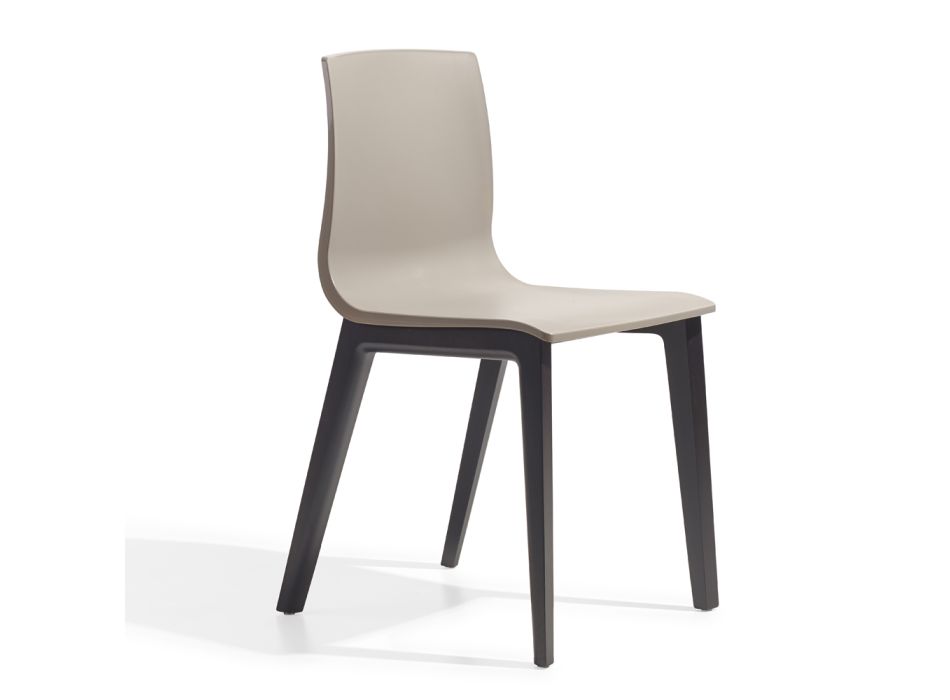 Living Room Chair in Technopolymer and Wood Made in Italy 2 Pieces - Quadra Viadurini