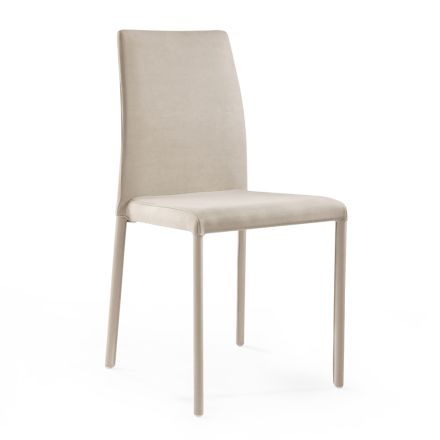 Living Room Chair in Sand Colored Fabric and Steel Made in Italy - Cigno Viadurini