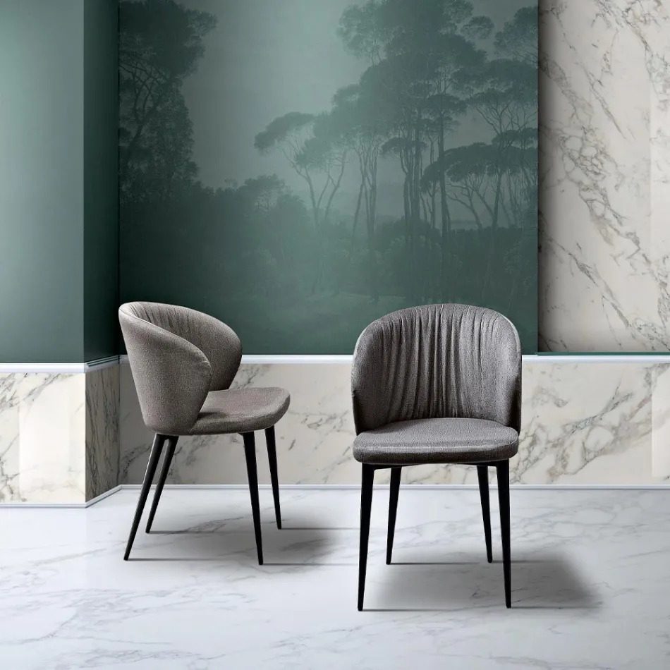 Living Room Chair in Fabric and Ash of Elegant Design - Reginaldo Viadurini