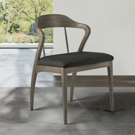 Living Room Chair in Fabric and Solid Beech Wood Made in Italy - Rein Viadurini