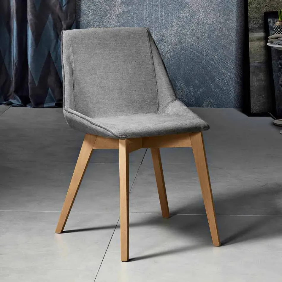 Living room chair in fabric and modern wood made in Italy, Oriella Viadurini