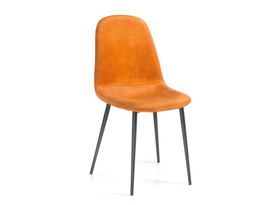 Living Room Chair in Velvet Fabric, Wood and Steel Made in Italy - Panda Viadurini