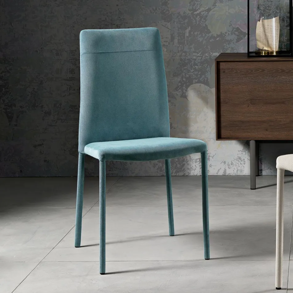 Living Room Chair Entirely Upholstered in Made in Italy Fabric - Lorelai Viadurini