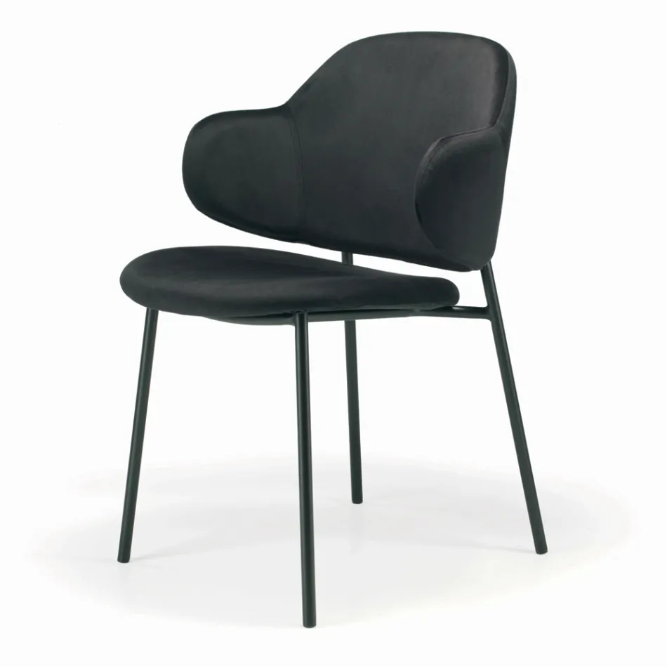 Living Room Chair Made of Steel and Velvet Made in Italy - Foggia Viadurini