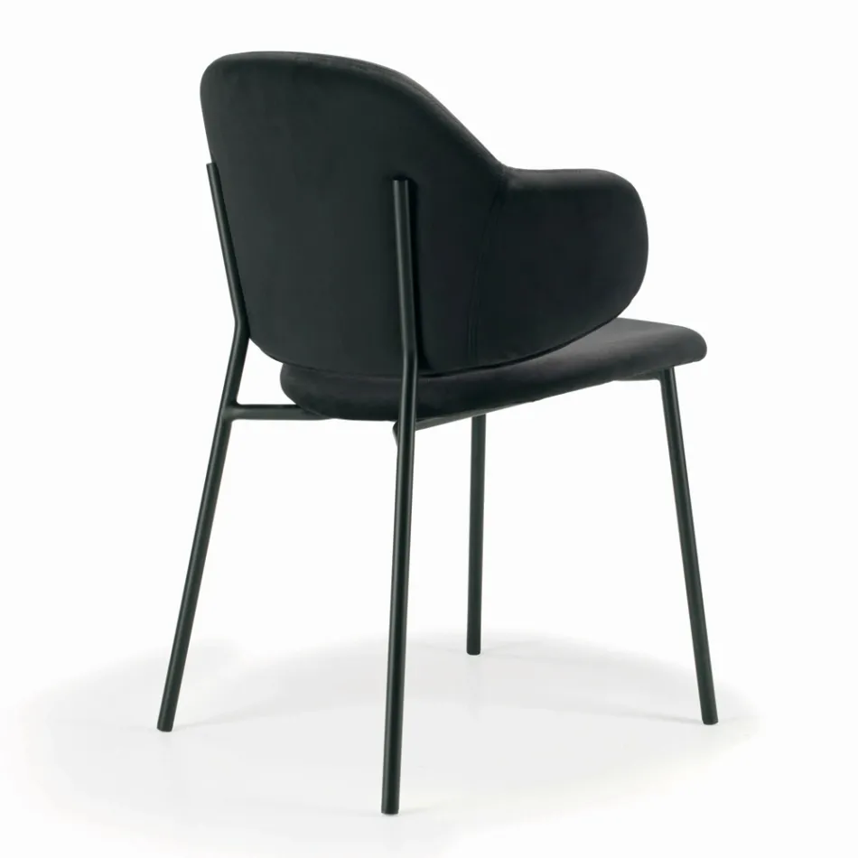 Living Room Chair Made of Steel and Velvet Made in Italy - Foggia Viadurini