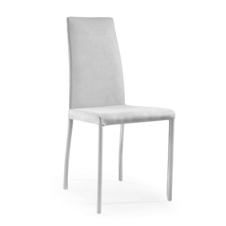 Living Room Chair Upholstered in Light Gray Fabric Made in Italy - Flowers Viadurini