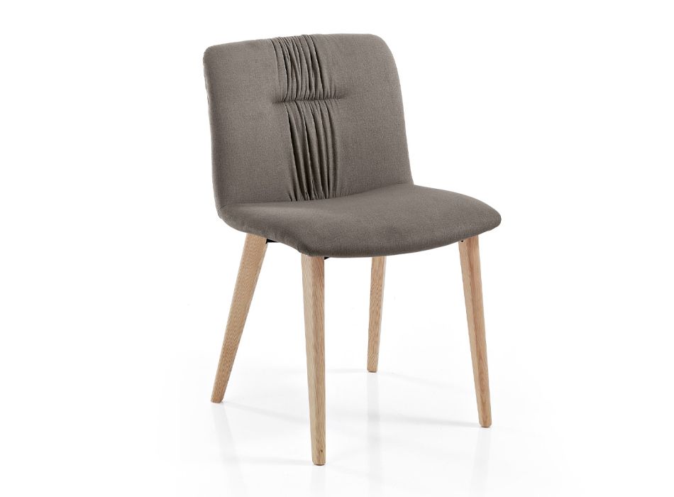 Living Room Chair Upholstered in Fabric and Ash Legs Design - Florinda Viadurini
