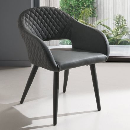 Living Room Chair Seat and Legs in Padded Eco-leather 2 Pieces - Cupiolo Viadurini