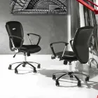 Office Chair with Swivel Wheels in Black Ecoleather and Metal - Amarilda Viadurini