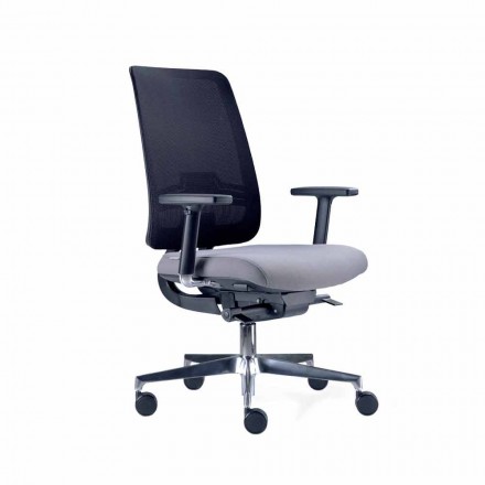 Office Chair with Swivel Wheels in Black and Fabric Tecnorete - Menaleo Viadurini