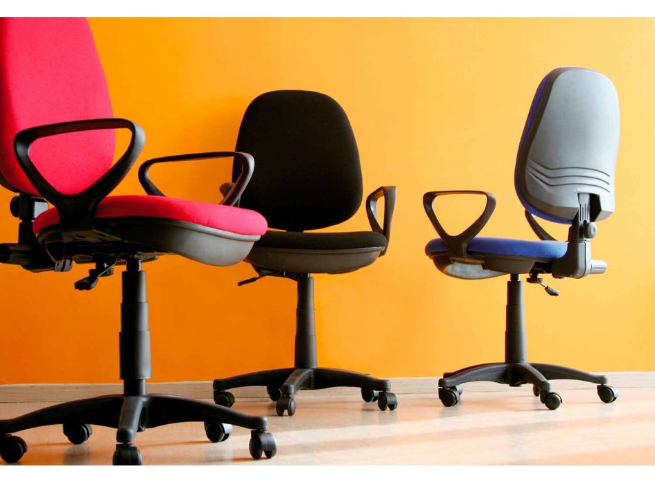 Ergonomic Swivel Office Chair with Armrests in Fabric - Concetta Viadurini
