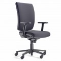 Ergonomic Swivel Office Chair with Armrests in Black Fabric - Macrino