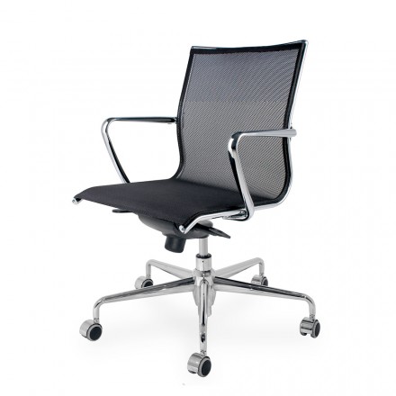 Ergonomic Swivel Office Chair with Wheels and Armrests - Filanna Viadurini