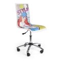 Swivel Office Chair in Steel and Ecoleather with Cartoon Print - Lollo