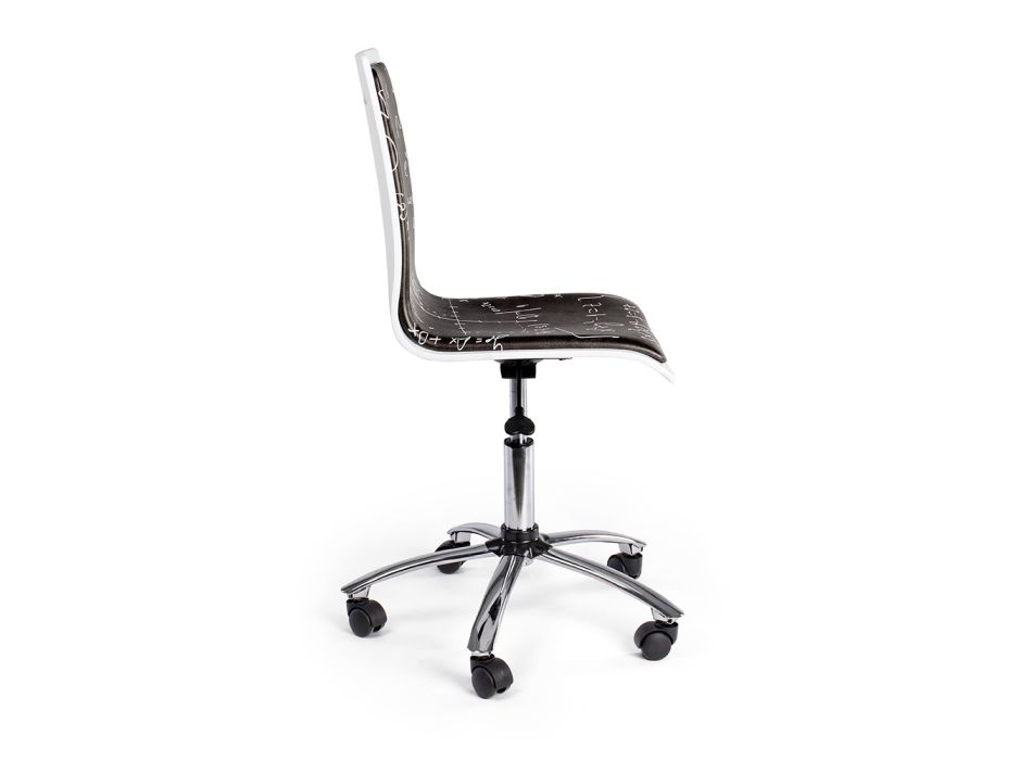 Swivel Office Chair in Steel and Ecoleather with Blackboard Print - Lollo Viadurini
