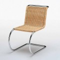 Office Chair in Natural Cane and Chromed Steel Made in Italy - Formentera