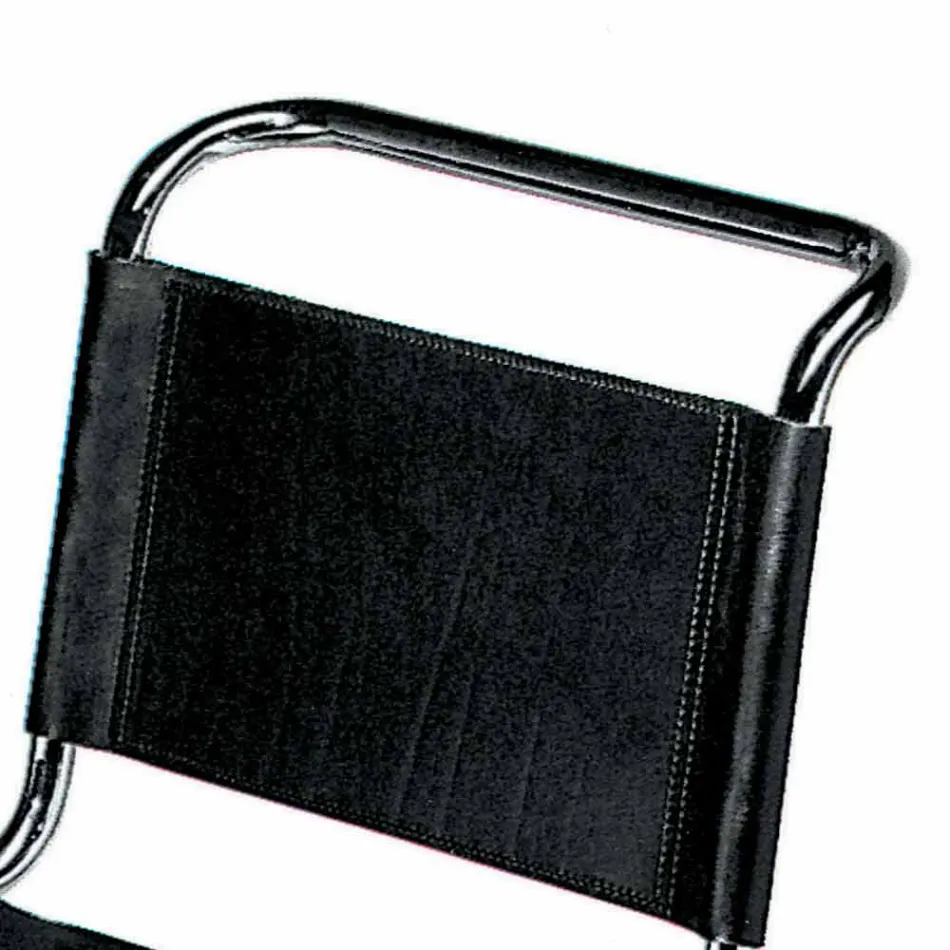 Leather Office Chair with Chromed Steel Structure Made in Italy - Elite Viadurini