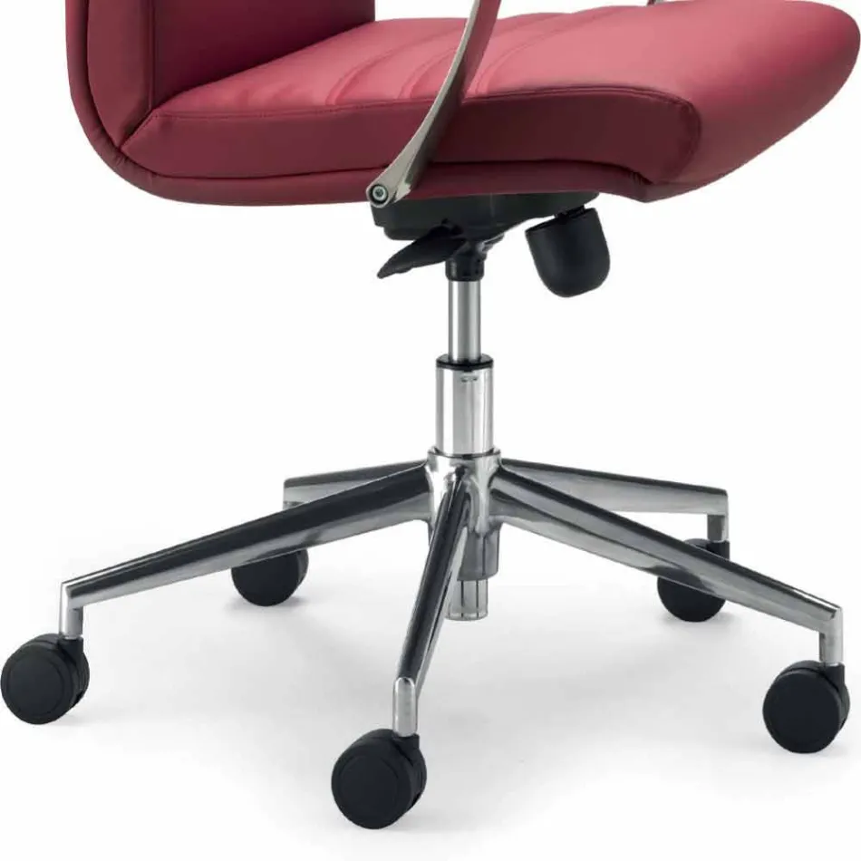 Office chair in beech wood lined with cowhide type Debora flower Viadurini