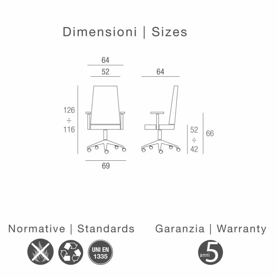 Office chair in beech wood lined with cowhide type Debora flower Viadurini