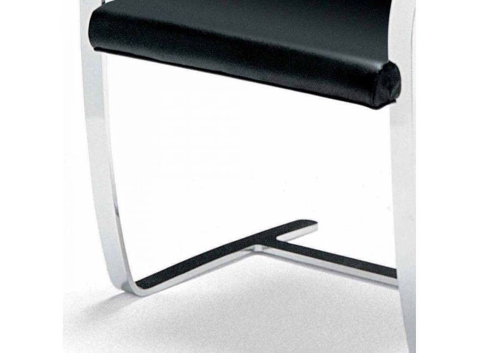 Leather Office Chair with Chrome Steel Structure Made in Italy - Quartz Viadurini