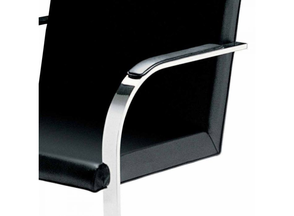 Leather Office Chair with Chrome Steel Structure Made in Italy - Quartz Viadurini