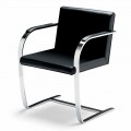 Leather Office Chair with Chrome Steel Structure Made in Italy - Quartz