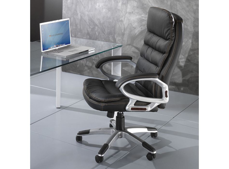 Synthetic Leather Office Chair with Wheels - Antimony Viadurini