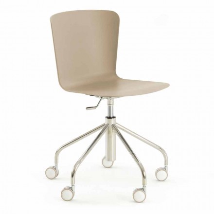 Office Chair in Polypropylene with Chromed Base Made in Italy - Plutonio Viadurini