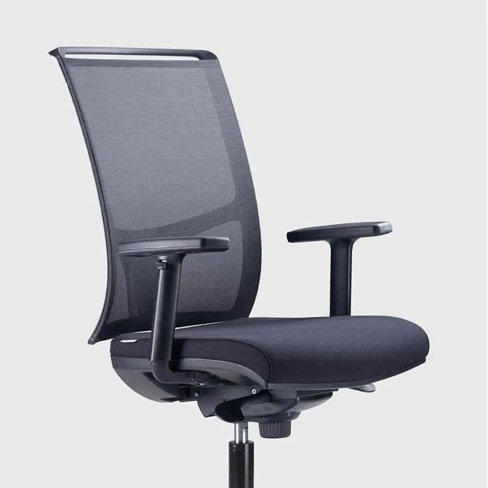 Semi-Directional Office Chair in Tecnorete and Black Fabric - Vespasiano Viadurini