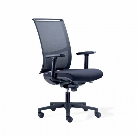 Semi-Directional Office Chair in Tecnorete and Black Fabric - Vespasiano Viadurini