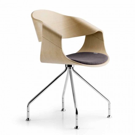 Design Chair in Oak or Wengè Wood with Italian Luxury Cushion - Rimmel Viadurini