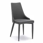 Modern design chair upholstered in Carolina gray imitation leather, 4 pieces Viadurini