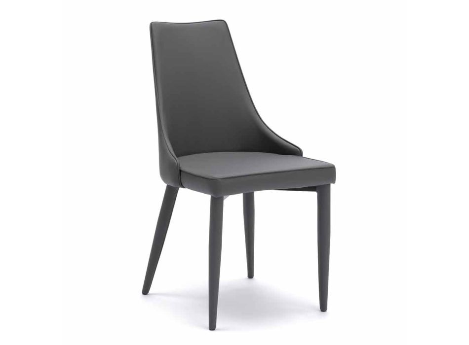 Modern design chair upholstered in Carolina gray imitation leather, 4 pieces Viadurini