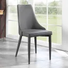 Modern design chair upholstered in Carolina gray imitation leather, 4 pieces Viadurini