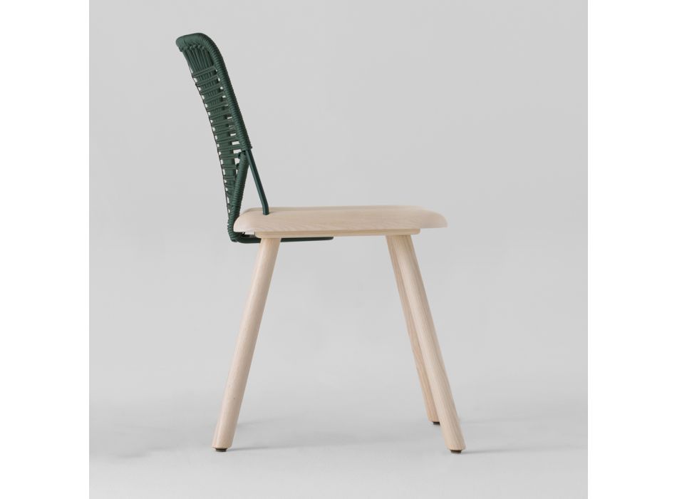 High Quality Chair in Wood, Metal and Rope Made in Italy, 2 Pieces - Mandal Viadurini