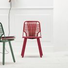 High Quality Chair in Wood, Metal and Rope Made in Italy, 2 Pieces - Mandal Viadurini