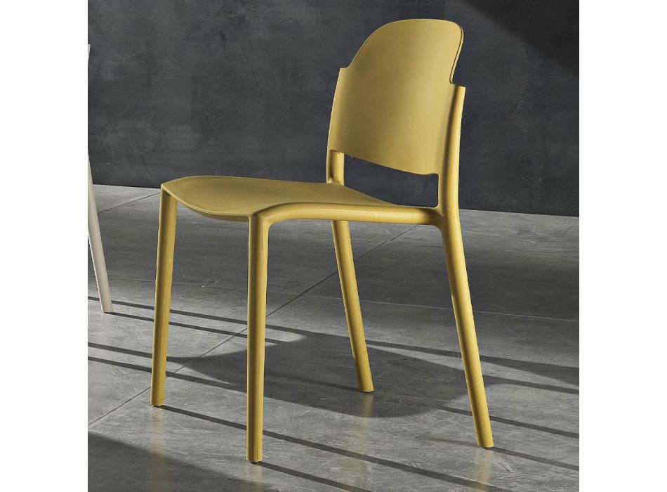 Modern Design Stackable Chair in Colored Polypropylene 4 Pieces - Rapunzel Viadurini