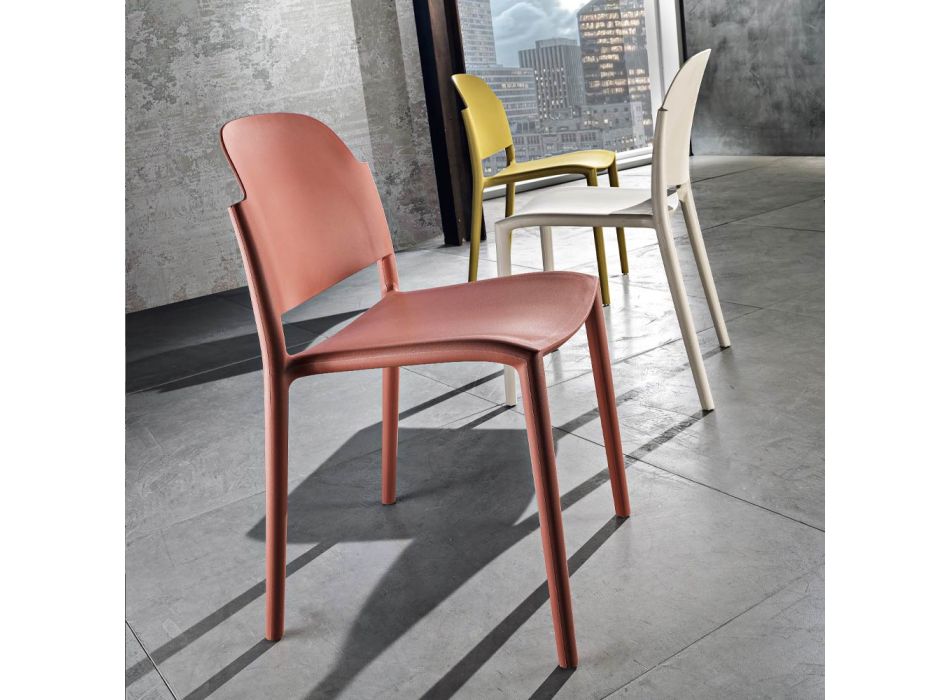 Modern Design Stackable Chair in Colored Polypropylene 4 Pieces - Rapunzel Viadurini