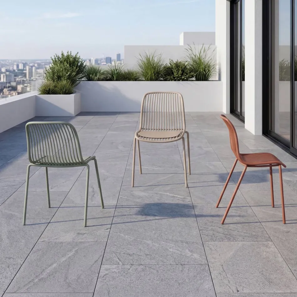 Chagall - Indoor and Outdoor Design Chair in Polypropylene and Metal Viadurini