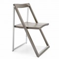 Folding Design Chair in Aluminum and Beech Wood Made in Italy, 2 pieces - Skip